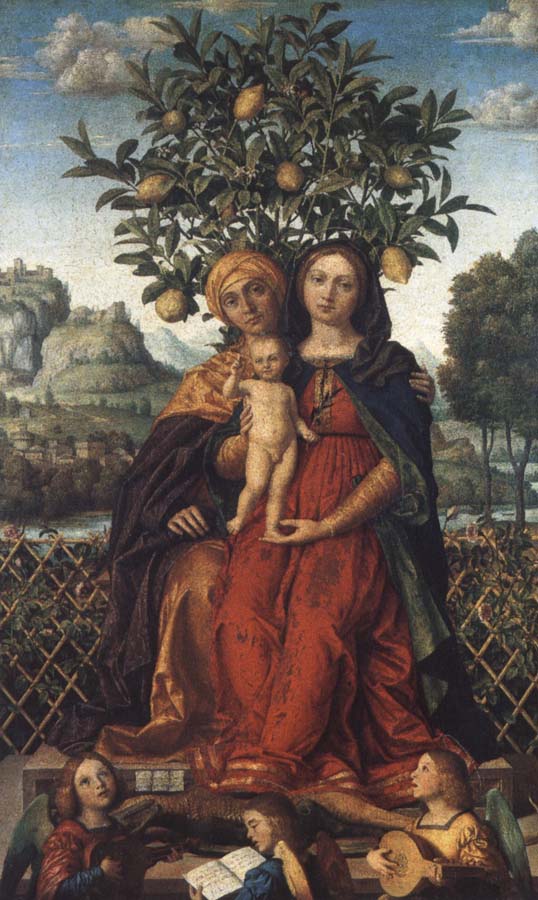 The Virgin and Child with Saint Anne and Three Angels Making Music